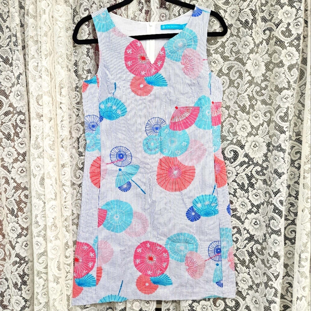 Tori Richard Bottoms Up 100%cotton Umbrella Drinks Dress W/pockets Size 4
